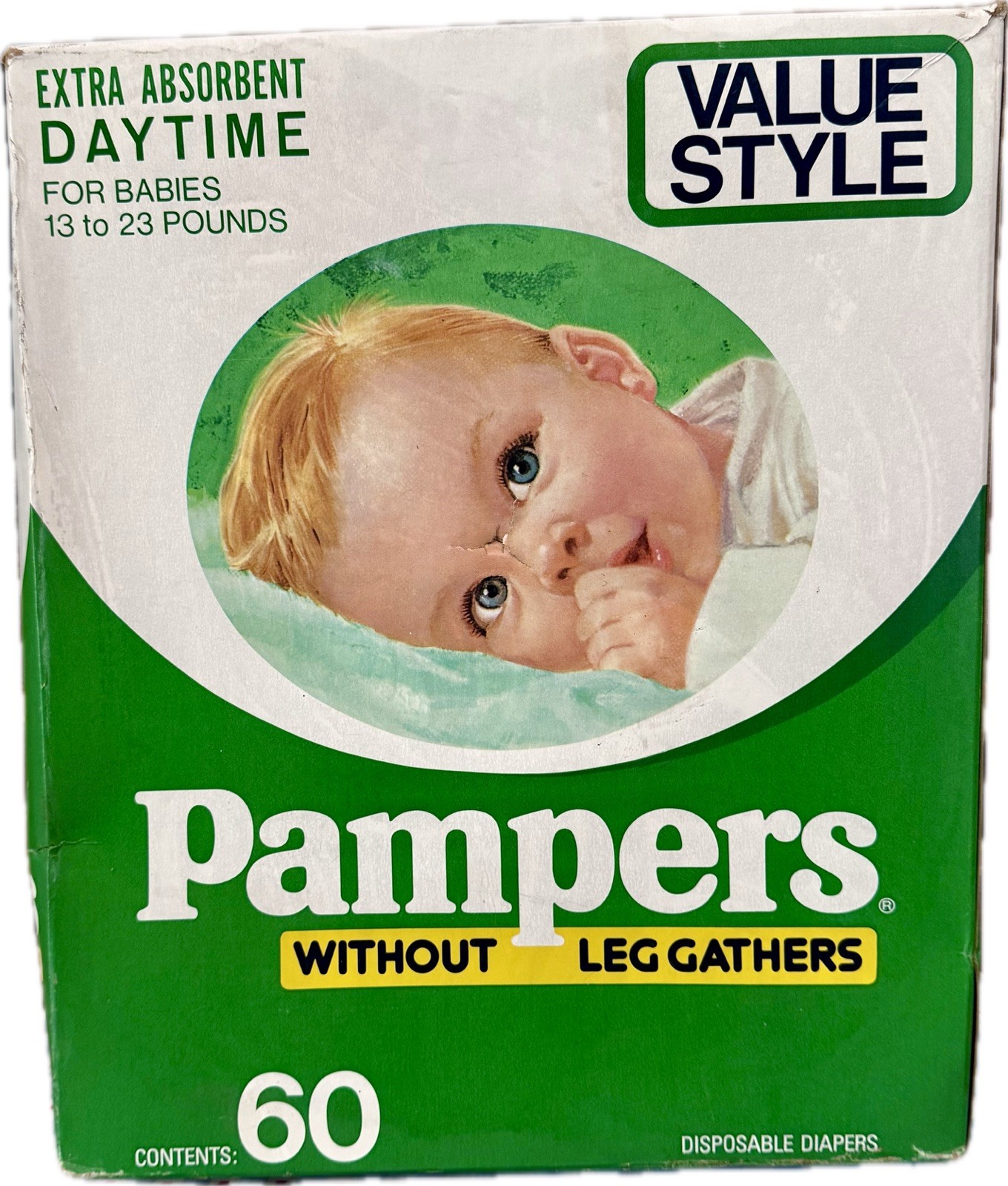 Vintage Rare 1970s Pampers Value Style Large Prop-Box Only-Empty 16.5x13.5x7.5”