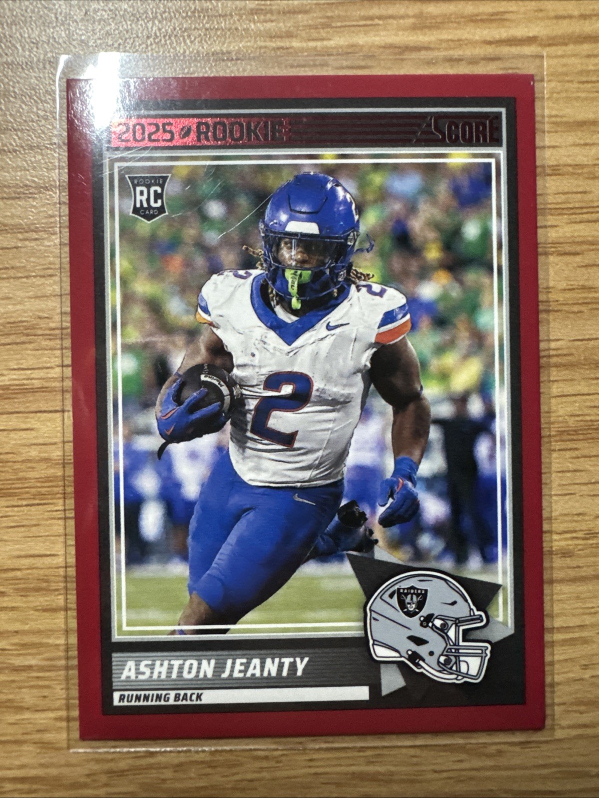 2025 Panini Score Ashton Jeanty RC Red Parallel #14 Las Vegas Raiders