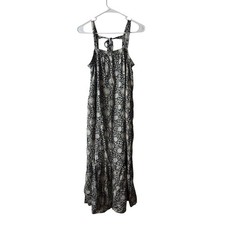 Old Navy Black White Floral Tie Back Tank MIDI Dress Size Large