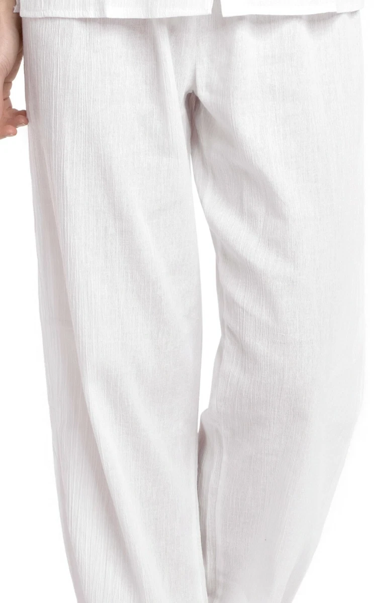 White by Nature Women's 100% Cotton Gauze Beach Pajama Pants White Size XXL  NWT