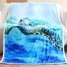 Sea Turtle Fleece Blanket 3d Sea Turtle Throw Blanket For Women Men And Kids Sup