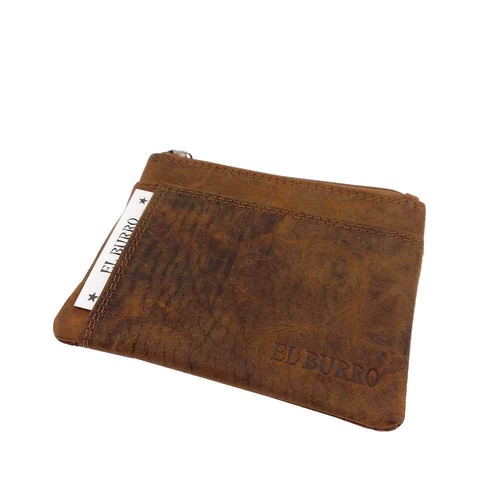 EL BURRO Portachiavi in pelle con 2 scomparti per carte di credito hunter marrone 12 x 9 cm - Foto 4 di 8