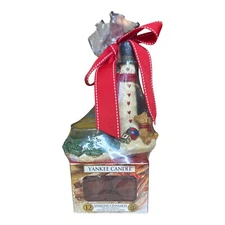 2012 Yankee Candle Gift Set Snowman Cinnamon Tea Lights Votive Holder New!