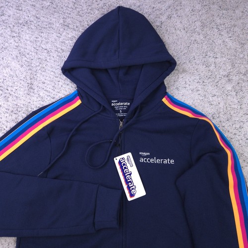 Amazon Accelerate Hoodie Mens Small Swag Sweatshirt Full Zip Conference Navy NWT - Picture 4 of 9