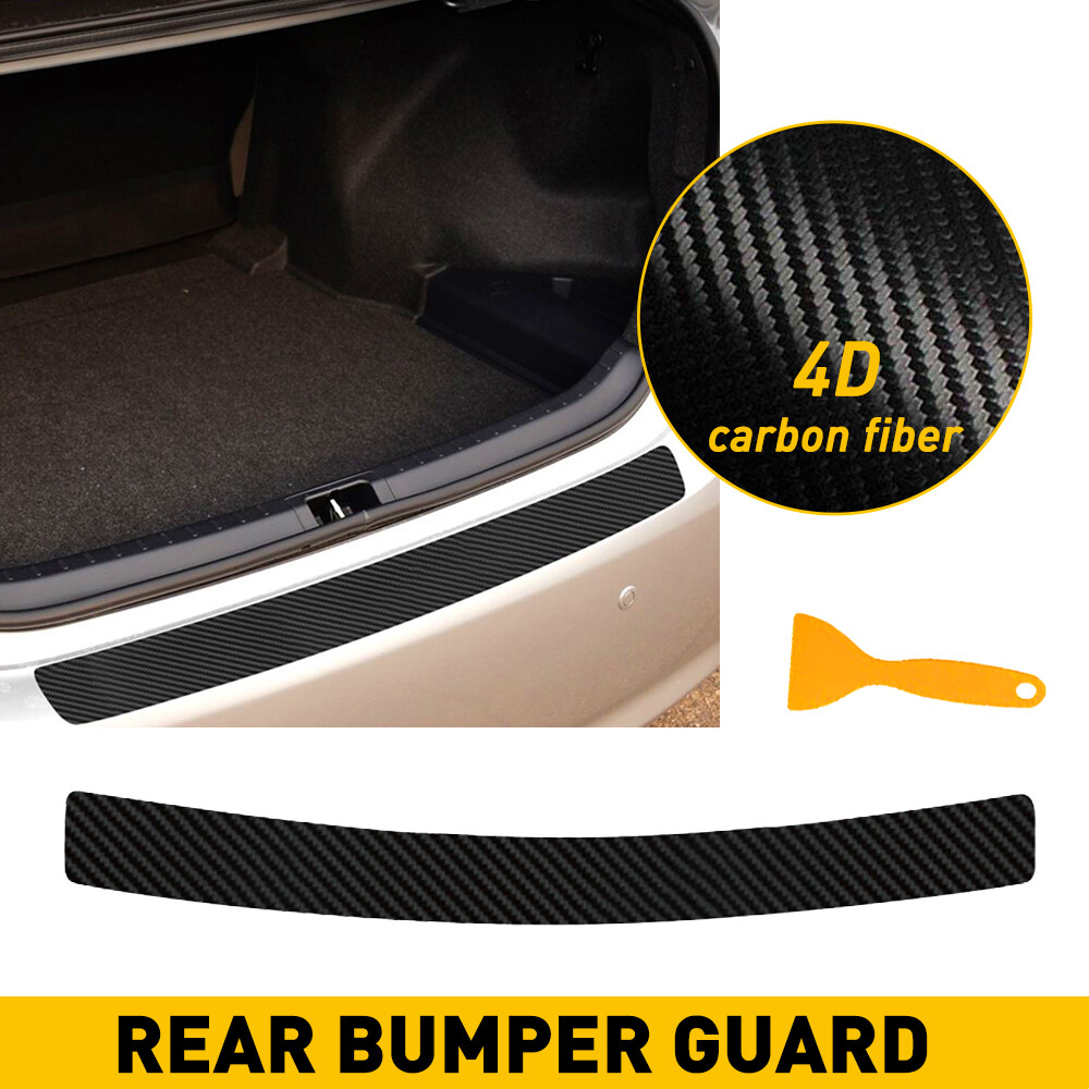 Black Rear Bumper Rubber Pad Kit Guard Sill Plate Trunk Protector Trim Cover