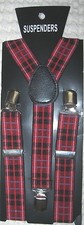 Kids Boys Girls Christmas Red Plaid Adjustable Y-Back Suspenders-Brand New 