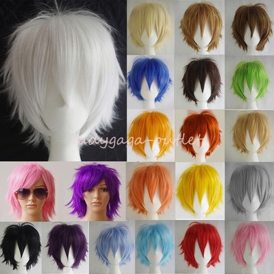 Colorful Anime Wig, Short Straight Cosplay Hair