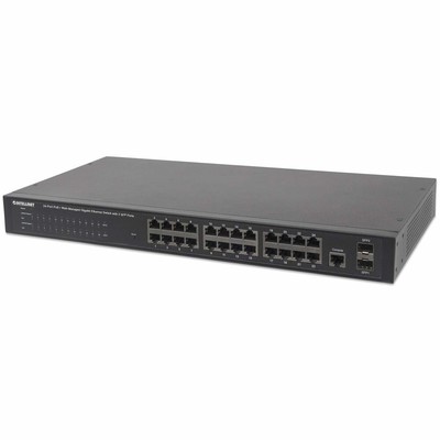 Intellinet 24-Port Gigabit Ethernet PoE+ Web-Managed Switch with 2 SFP Ports, 24