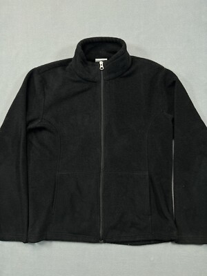 Bass Pro Fleece Jacket Womens M Medium Black Full Zip High
