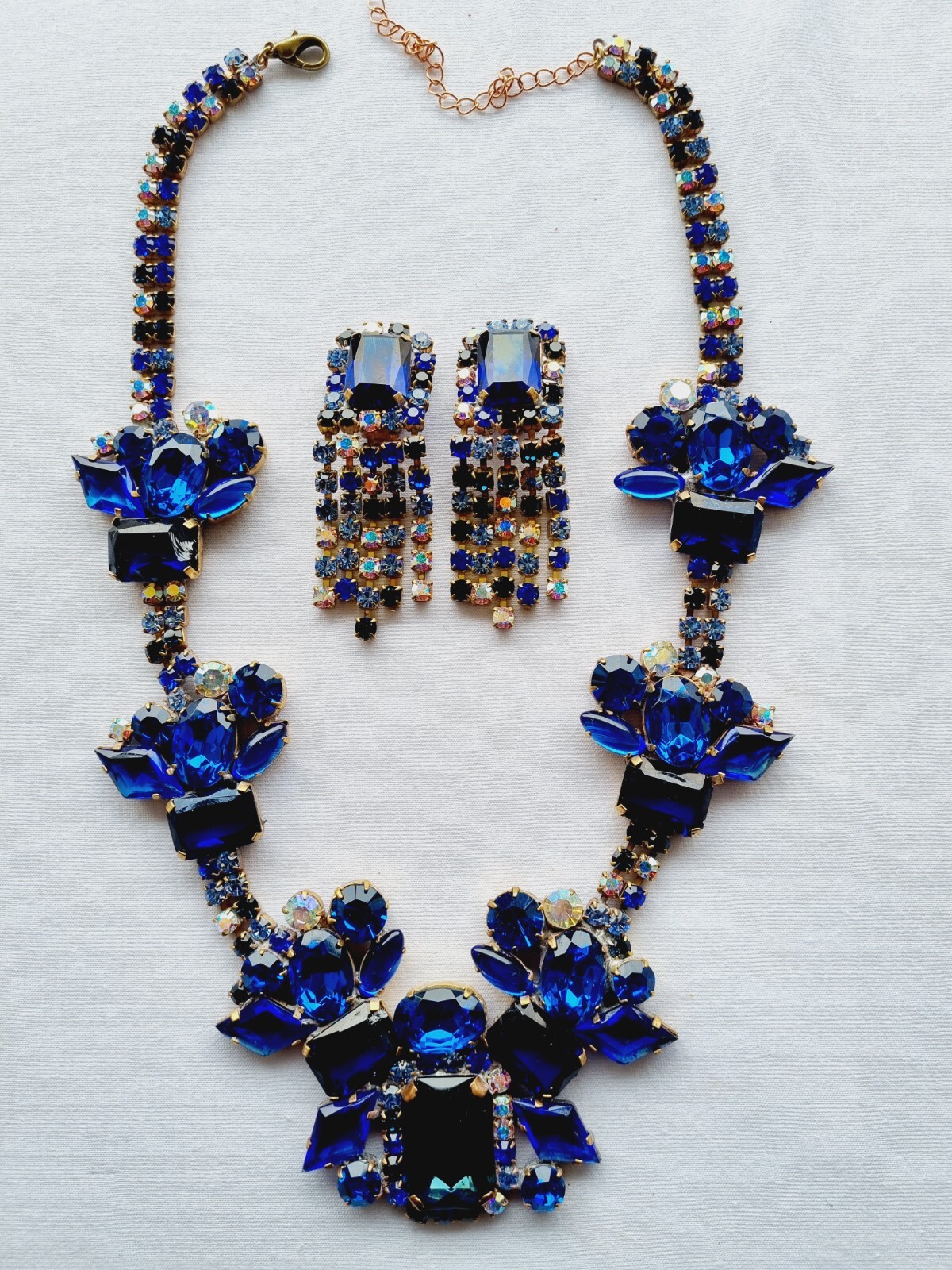 EXLUSIVE Czech glass Vintage Necklace Set nice Rhinestone