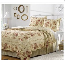 New Greenland Home Antique Rose Twin Quilt Sham  Pillows 3pc