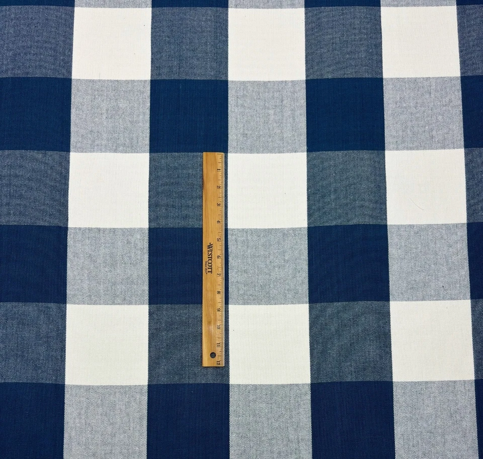 DESIGNER LARGE BUFFALO CHECK SAPPHIRE BLUE WHITE MULTIUSE FABRIC BY YARD 55"W - Image 4 of 4