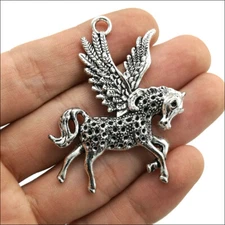 10X Large unicorn Antique Silver Charms Pendants For Jewelry Making DIY 52*42mm