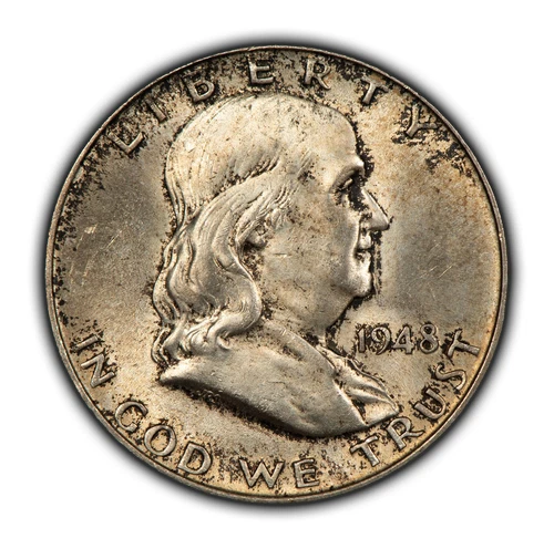 1948 50c Franklin Silver Half Dollar - Looks FBL - Original Toning - BU - H3074