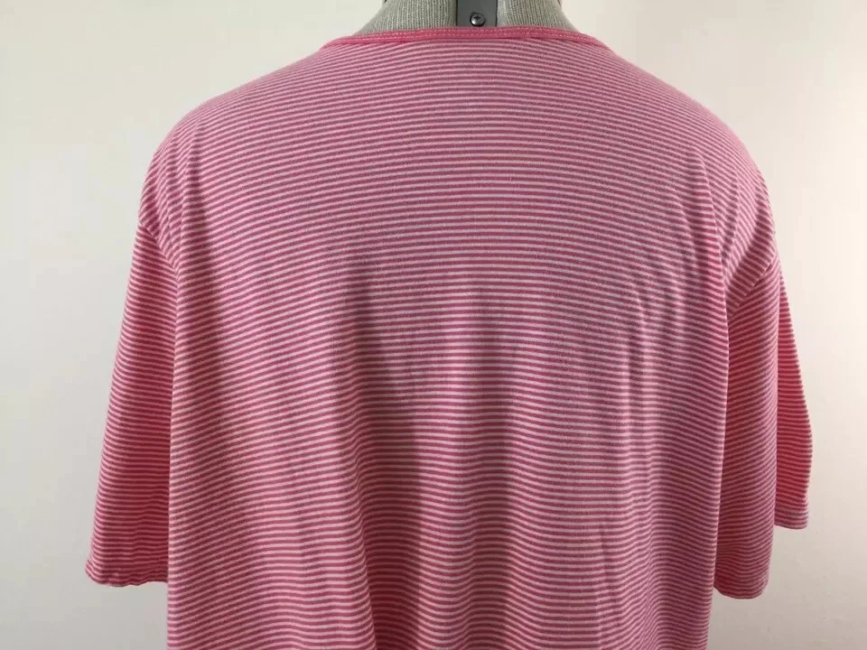 JMS knit top Size 3X 22 24W short sleeve pink white stripe cotton Hanes - Image 4 of 4