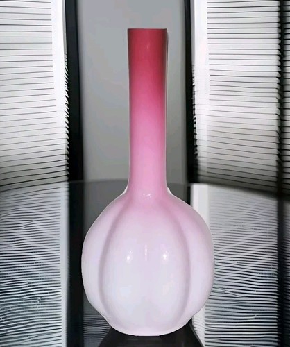 Botella italiana vintage de vidrio soplado ~ jarrón ombre opalino estuche grande mediados de siglo - Imagen 6 de 10