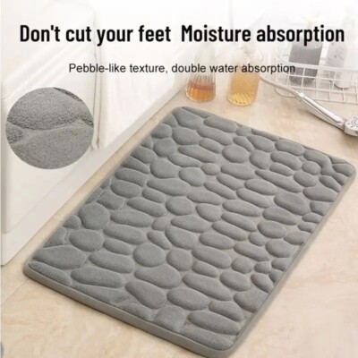 1pc Memory Foam Embossed Velvet Carpet Bathroom Living Room Non Slip Mat