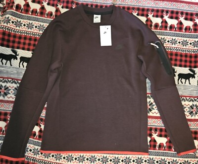 Men's Brown Nike Sportswear Tech Fleece Crew Sweatshirt Medium 