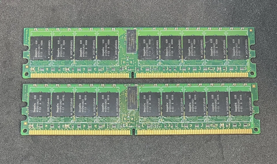 PAIR of HYMP512R724-E3 Hynix 1GB 240p PC2-3200 CL3 18c DDR2-400 1Rx4 ECC RDIMM - Image 4 of 4
