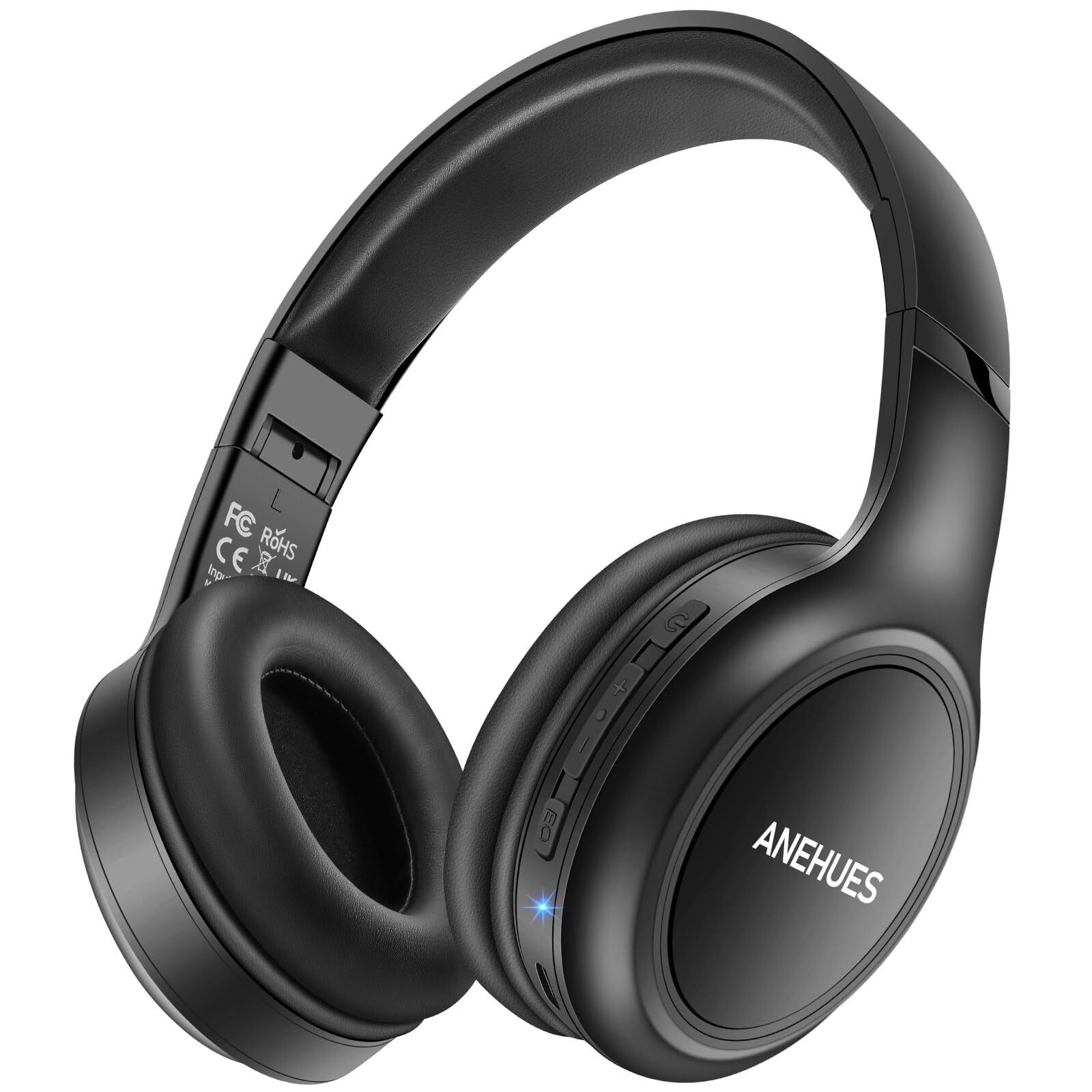 Anehues R916 Lightweight Wireless Bluetooth Headphones Over Ear with Mic Black