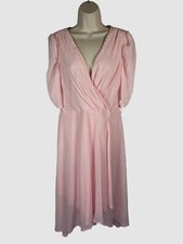 Tommy Hilfiger Womens Pink Glitter Dotted Puff-Sleeve MIDI Dress Size 6