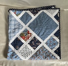 Handmade Patchwork Quilt Baby Blue Reversible 40  x40  Bedding Collectible