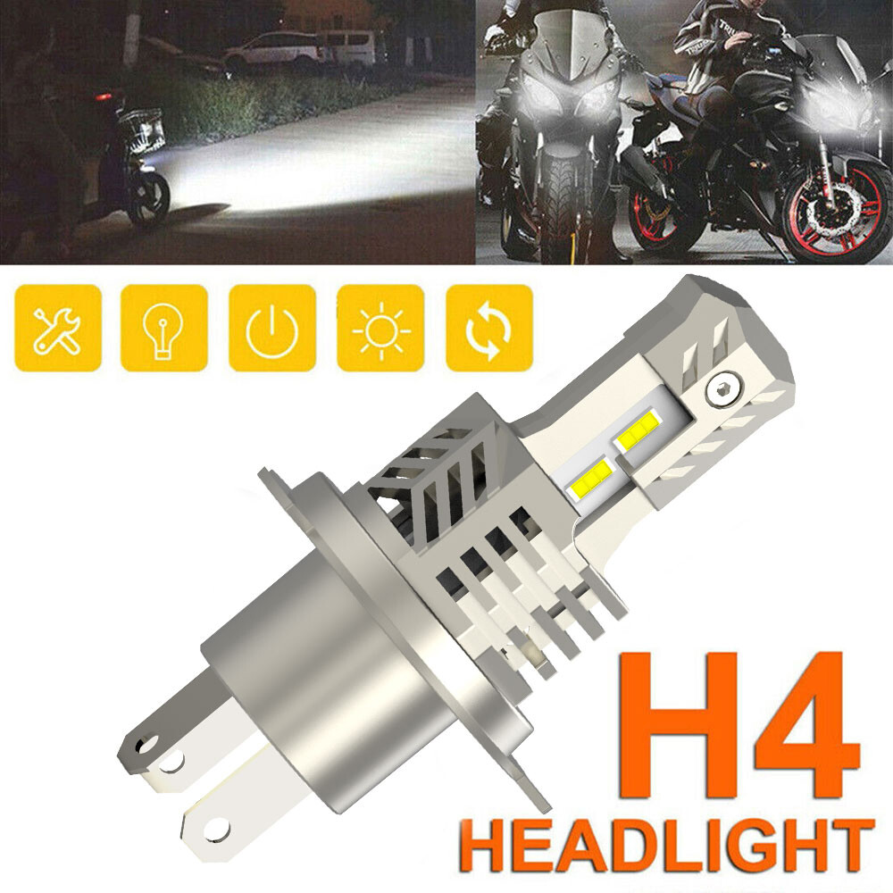 H4 LED Motorcycle Headlight Bulb 6000K White Hi/Lo Beam Fog Light Conversion Kit