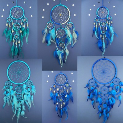 Acchiappasogni Fatto A Mano Bohémien Con Piume E Perline - Decorazione Parete Con Luna E Stella, Regalo Artigianale Per Casa