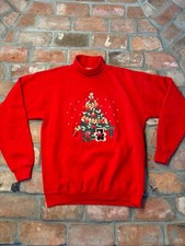 Vintage Made in USA Endless Designs Christmas Tree Turtleneck Sweatshirt