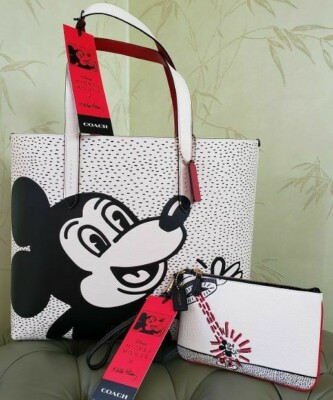 COACH DISNEY MICKEY MOUSE x KEITH HARING HIGHLINE TOTE + WRISTLET