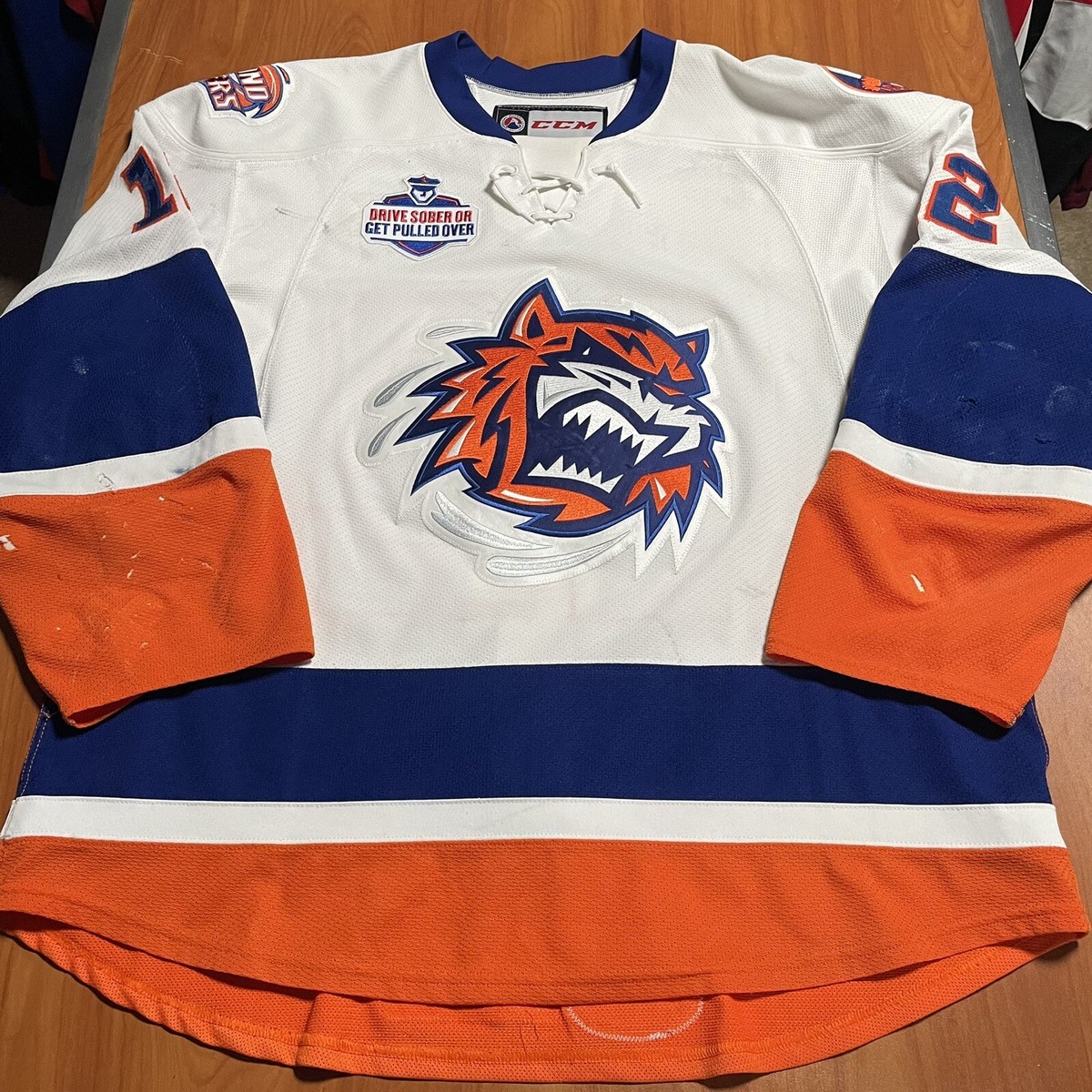 Game Worn Josh Holmstrom Bridgeport Sound Tigers AHL Jersey Game Worn Josh Holmstrom Bridgeport Sound Tigers AHL Jersey