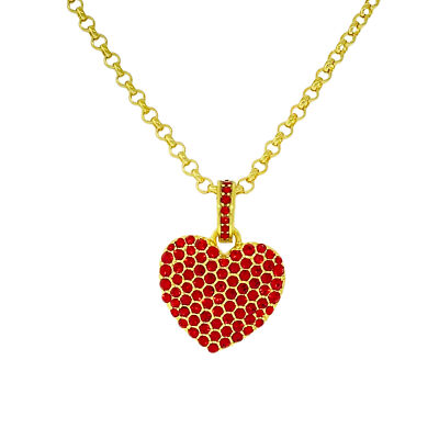 Reversible Red Crystal Pave Heart Charm by Ritzy Couture DeLuxe-18k Gold Plating
