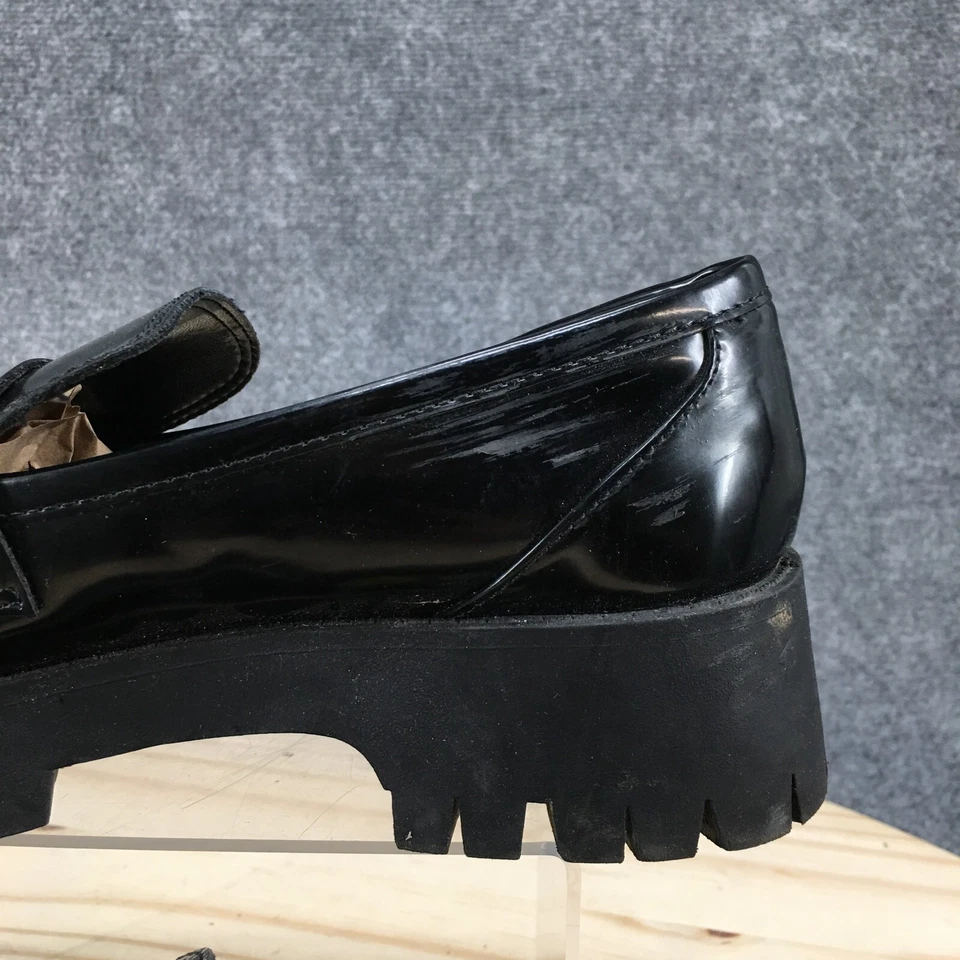 Guess Zapatos Mujer 9 M Hillford Grueso Suela Sin Cordones Mocasín Negro Imitación Cuero Foto 4 de 4