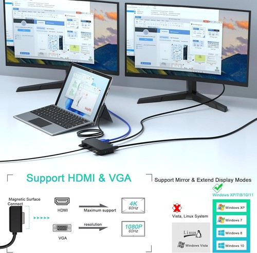 Surface Dock, Microsoft Surface Docking Station, Surface Triple Display (4K HDMI - Photo 8/8