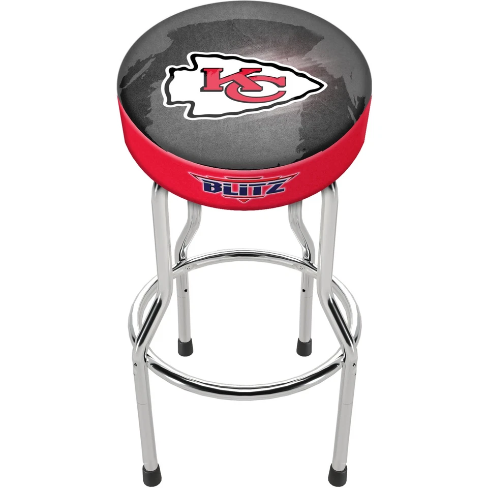 NFL Team Logo Bar Stool Adjustable Swivel Seat High Back Chair Blitz Football - Image 2 of 4