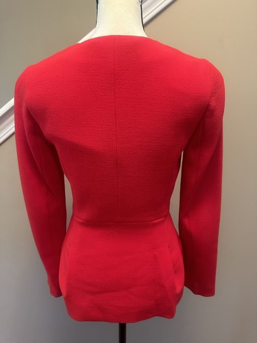 Chaqueta Roland Mouret Perdana Doble Lana Crepé Amapola Rojo Talla #2 Nueva Venta al por menor 1500 $ - Imagen 8 de 13