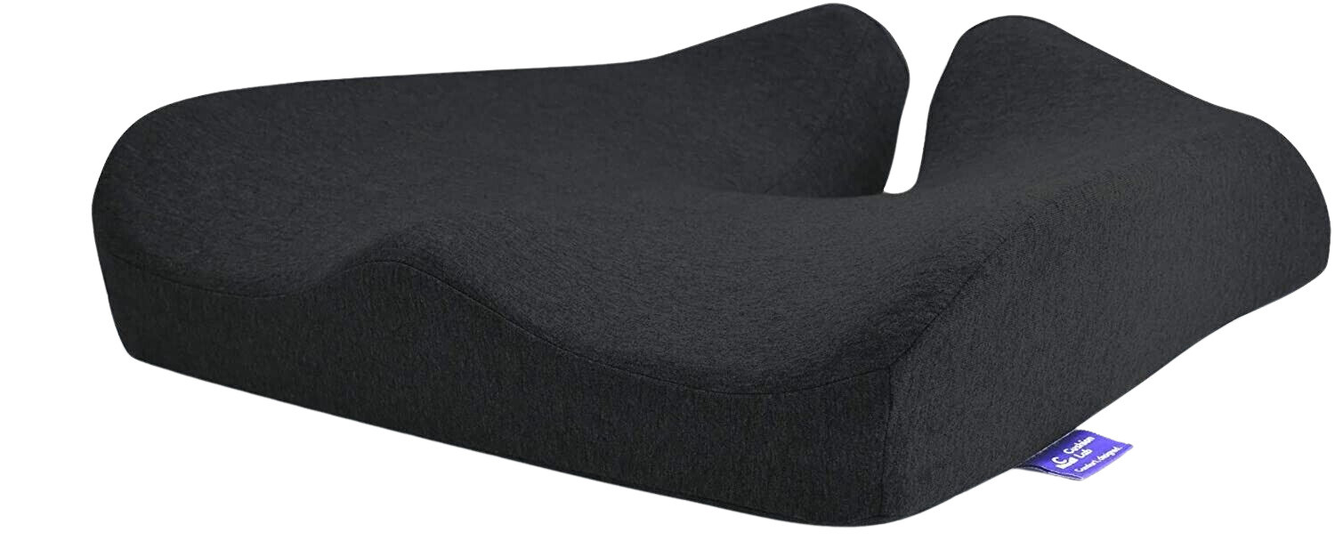  Orthopedic Gel Seat Cushion-Office Chair Cushion w/90% More  Memory Foam for Sitting Comfort-Ergonomic for Coccyx, Tailbone, Sciatica & Back  Pain Relief Perfect for Car, Truck, Wheelchair, Desk (Black) : Office