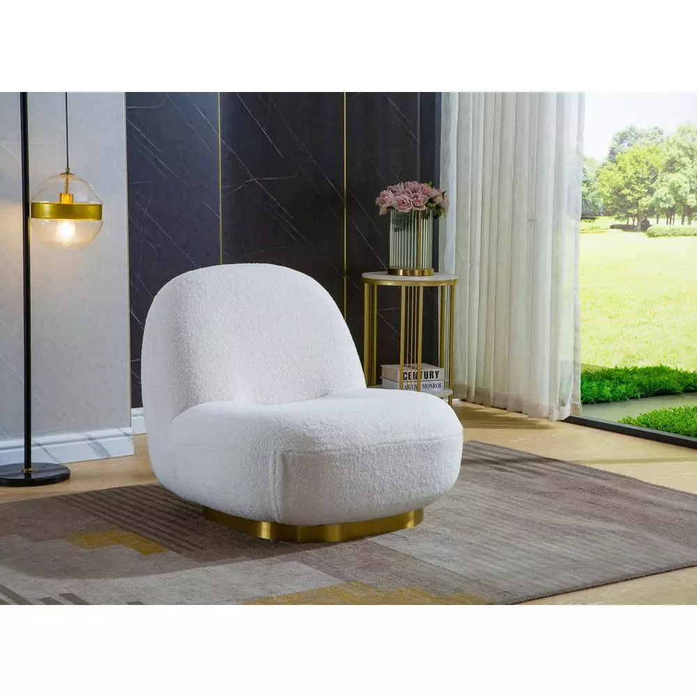 Swivel Barrel Chair White Velvet eBay
