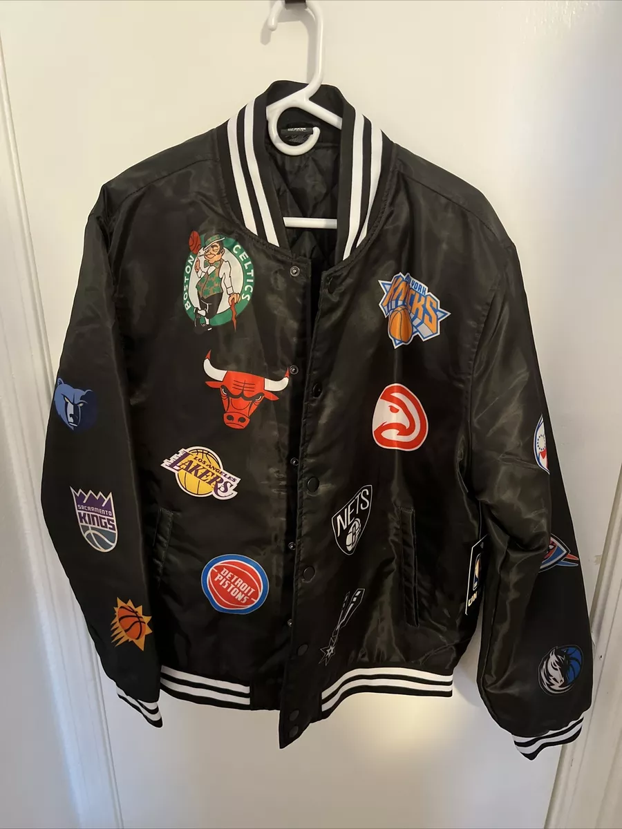 NBA All Over Print Team Logos Black Bomber Jacket