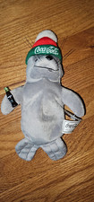 Coca Cola Stuffed Plush Bean Bag Gray Seal in Ski Cap 1997 Tag 0114 8"