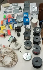 Electrical LOT Spools of Wire Romex Outlet Boxes Connectors Spacers Drop Light