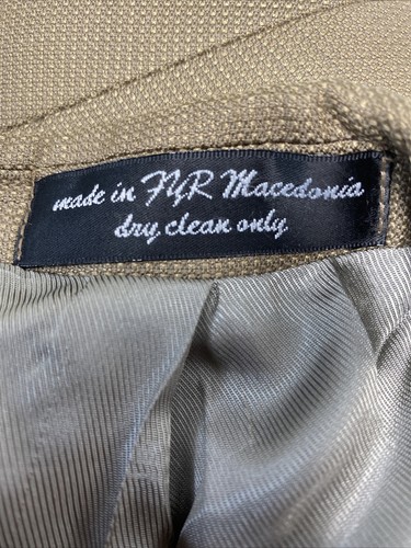 Andrew Fezza 3 Button Golden Brown Silk Super 100s Wool Jacket Blazer 42L READ - Picture 11 of 12