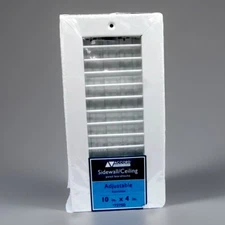 Floor Register White Accord Ventilation 4"x10" Adjustable Damper Metal Air Vent