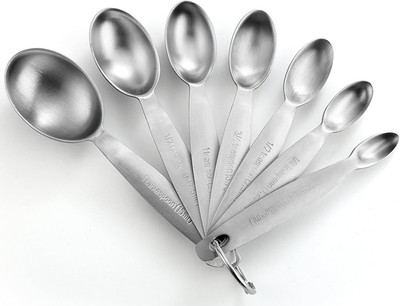 Spring Chef Stainless Steel Measuring Spoons Set of 7, Oval Metal Teaspoon & Tab