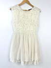 Ted Baker Dress Size 10 Cream White Sleeveless Short Petite Layered Flower Sheer