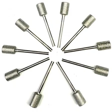 Chiloskit 10 Pics Diamond Grinding Bits Rotary Burr Set, 8mm Head Mounted Poi...