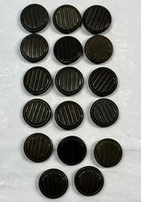 Lot of 17 Vintage Vegetable Ivory Gray Buttons 5/8" Molded Stripe Ribbed Design
