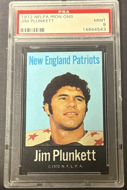 1972 NFLPA Iron Ons Jim Plunkett & John Hadl PSA 9