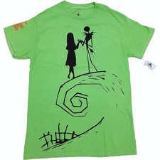 Image of Disney Parks Nightmare Before Xmas T-Shirt Jack Skellington Sally Adults S Green