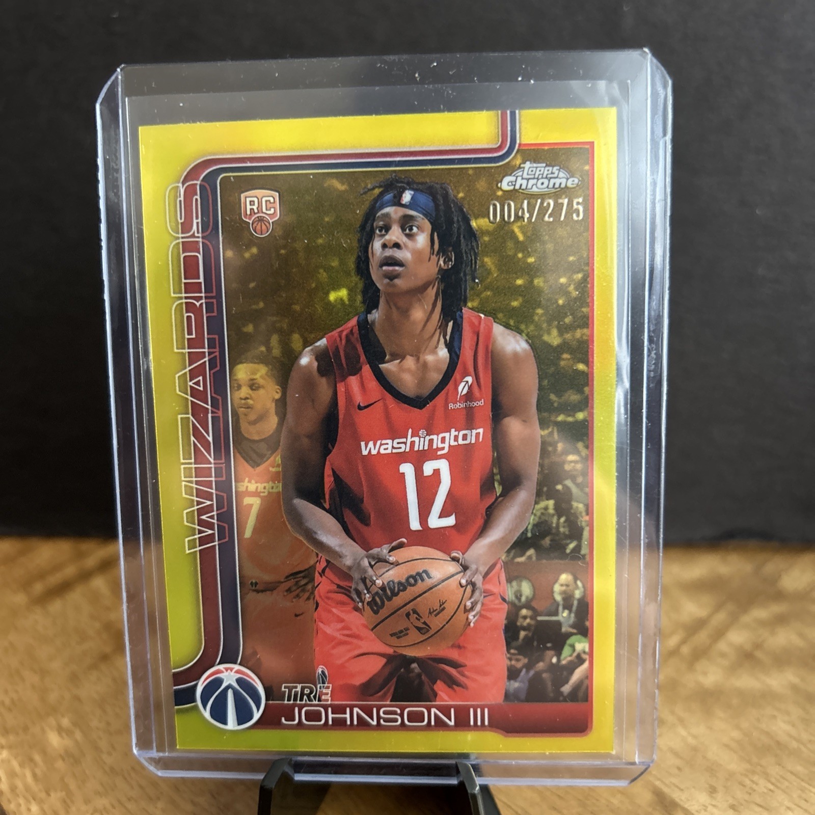 2025-26 Topps Chrome Tre Johnson III RC #256 Yellow Refractor /275  Wizards